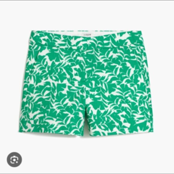J Crew Printed Green White Basketweave Shorts Sz 2 - Picture 3 of 10